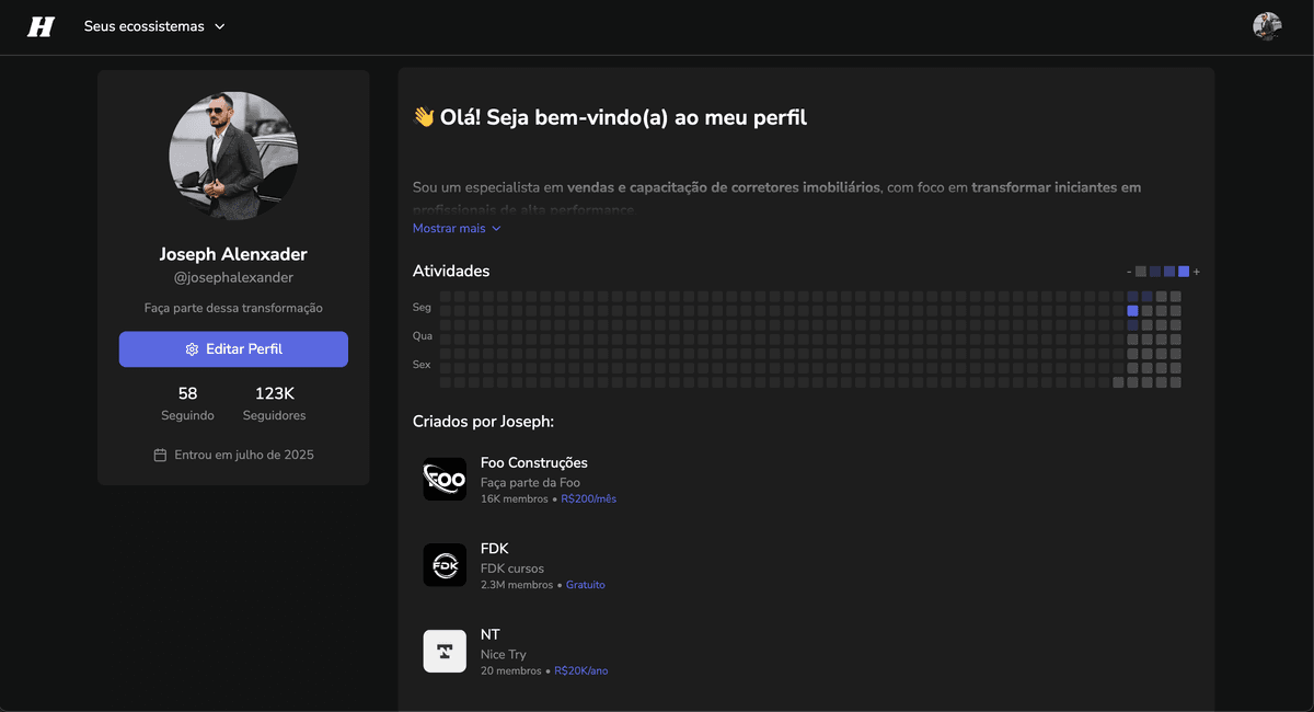 Hubblet Profile Interface